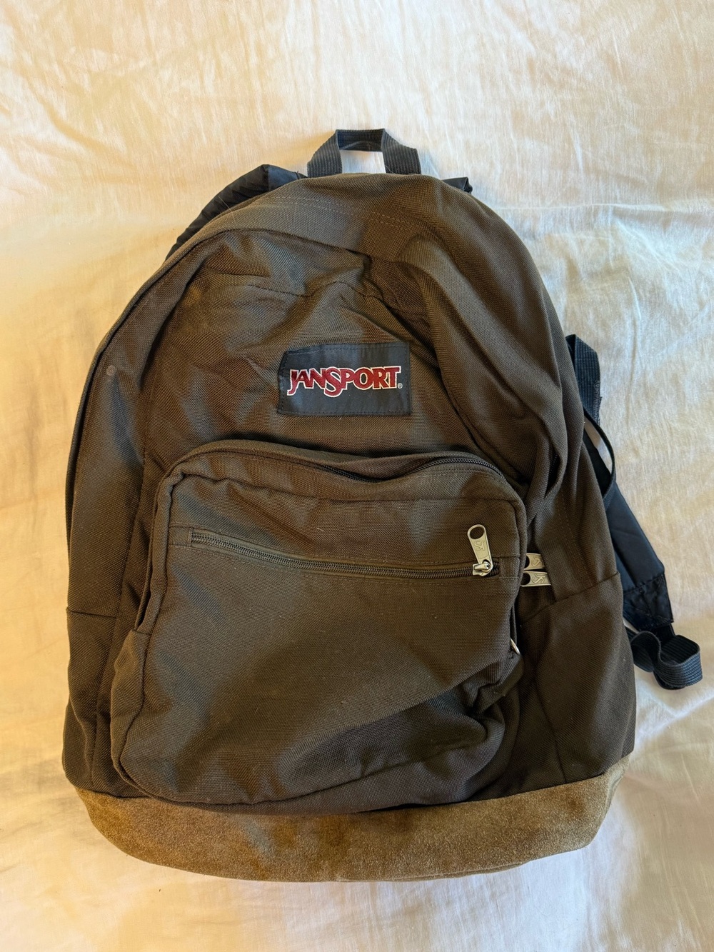 jansport originals backback brown suede bottom school hiking y2k new york trendy